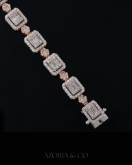 Azoria & Co Premium 925 Tennis Bracelet – Iced-Out VVS1 Moissanite Baguette Cluster