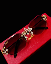 Custom Diamond-Studded Floral Rimless Sunglasses – Luxe Edition