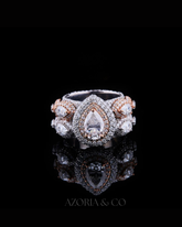 Silver Heavy Ice Statement Ring – Pear Shape Moissanite with Round & Marquise Cuts