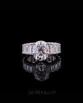 Azoria & Co Luxury Women’s Oval Cut Ring – Full Bling Moissanite with Baguette Accents