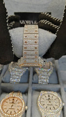 Azoria & Co Full Iced-Out Square Moissanite Diamond Watch – Two-Tone Roman Dial Luxury