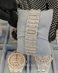 Azoria & Co Premium Fully Iced Moissanite Diamond Square Watch with Arabic Numerals