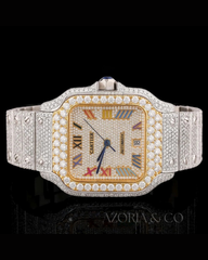 Luxury Moissanite Diamond Watch by Azoria & Co – Full Iced-Out Roman Numeral Design