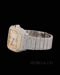 Luxury Moissanite Diamond Watch by Azoria & Co – Full Iced-Out Roman Numeral Design
