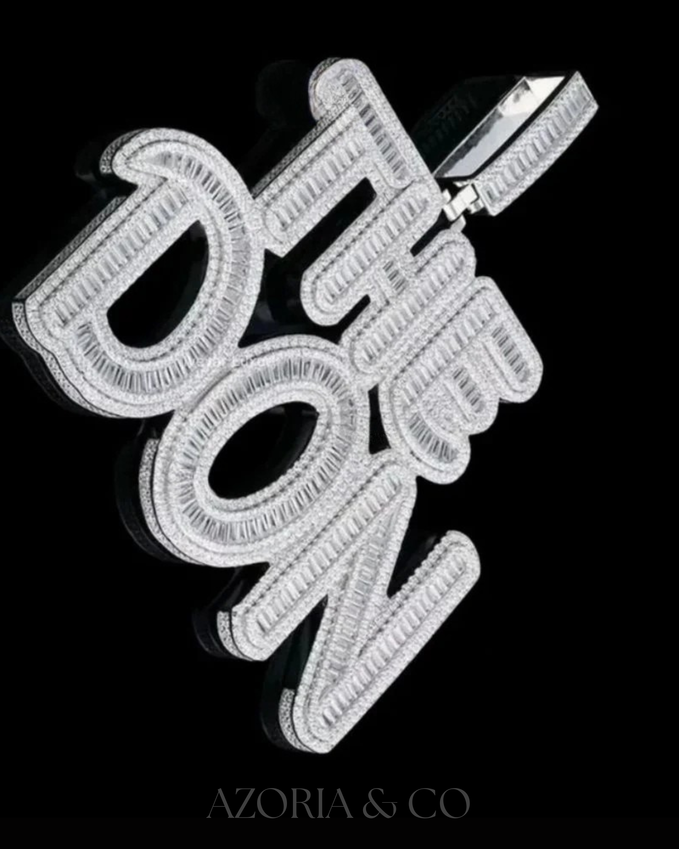 Azoria & Co Iced Custom Name Pendant – Lab Diamond Necklace for Bold Style