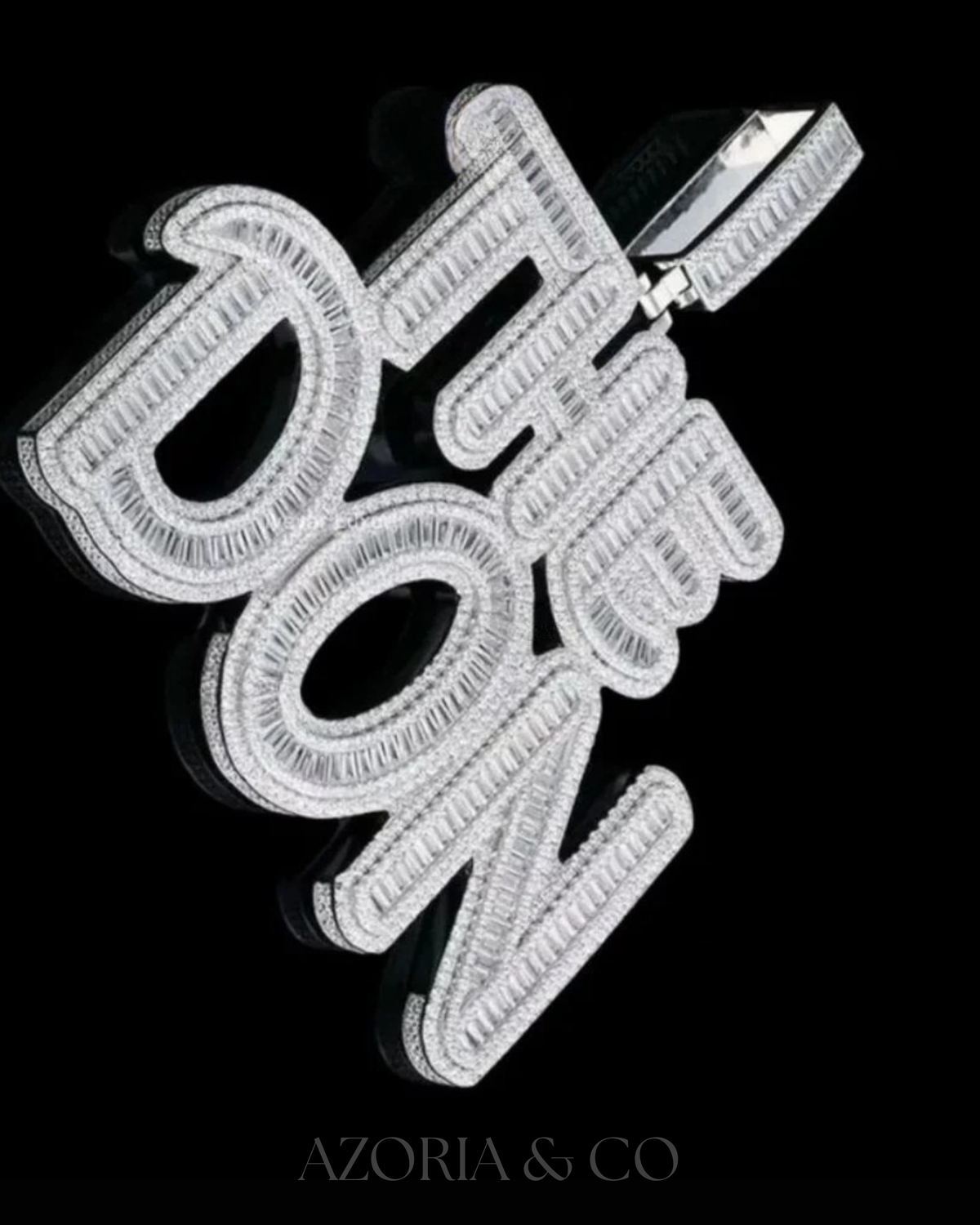 Azoria & Co Iced Custom Name Pendant – Lab Diamond Necklace for Bold Style