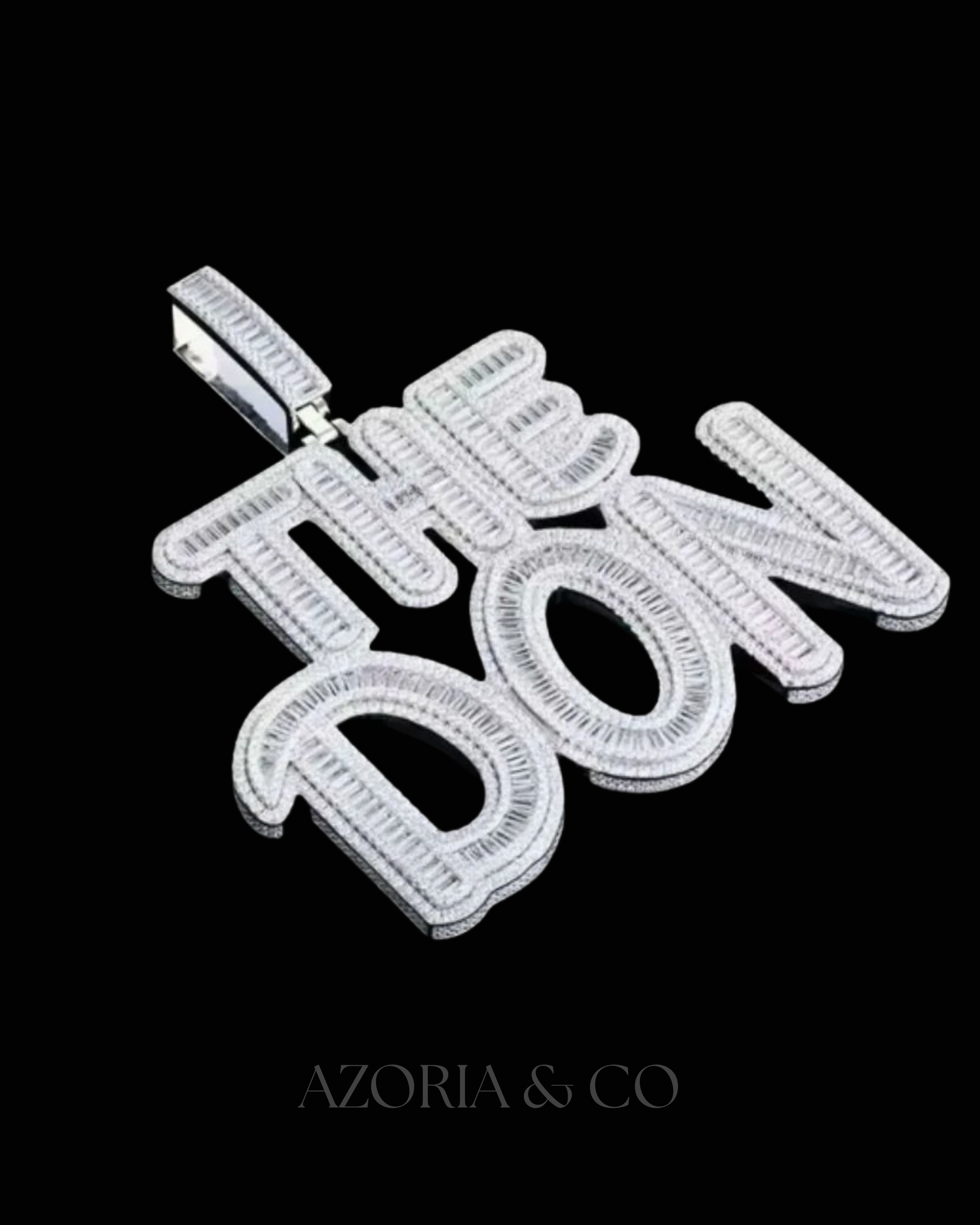 Azoria & Co Iced Custom Name Pendant – Lab Diamond Necklace for Bold Style