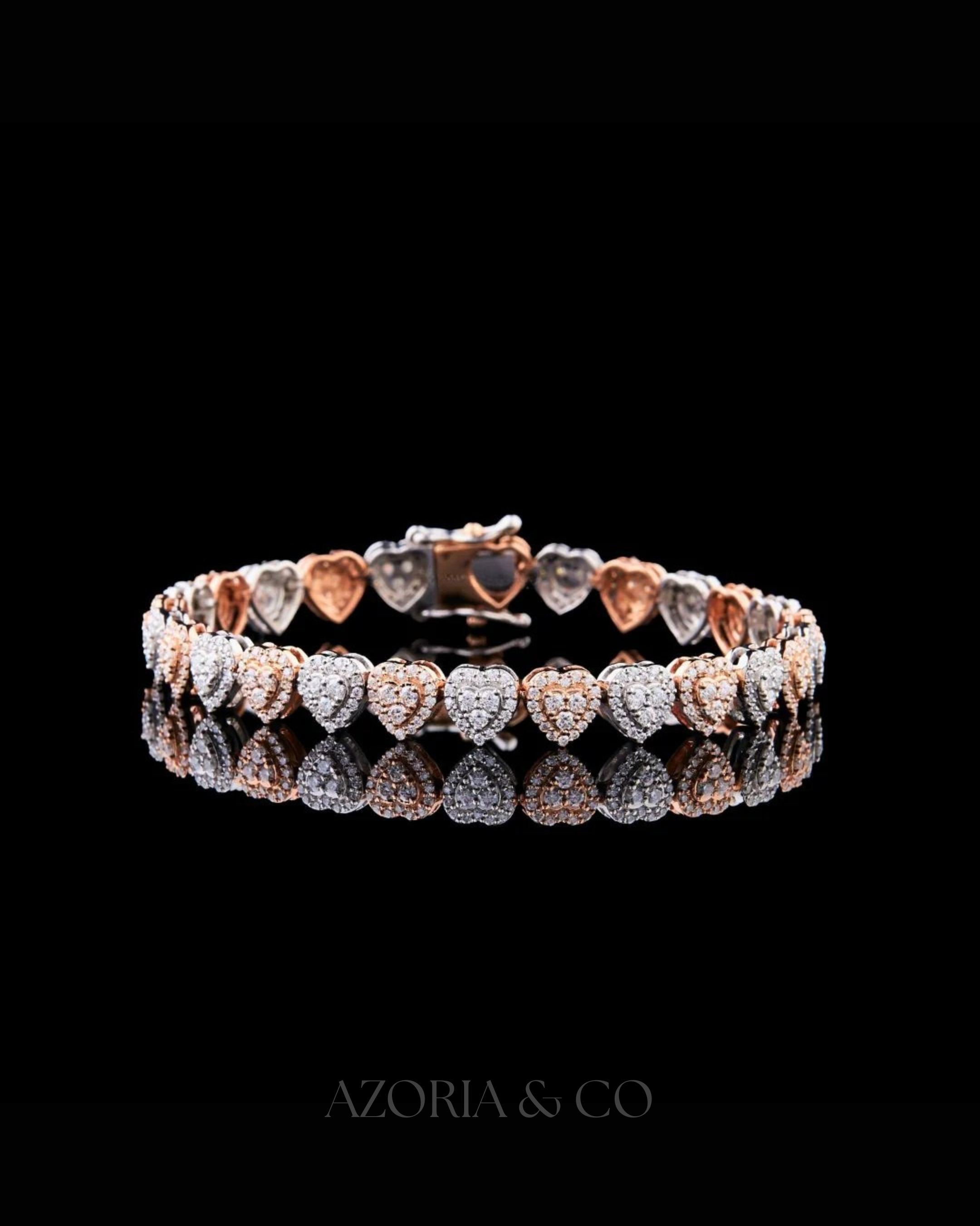 Azoria & Co VVS1 Heart Bangle Bracelet – Two-Tone Moissanite Bridal Edition