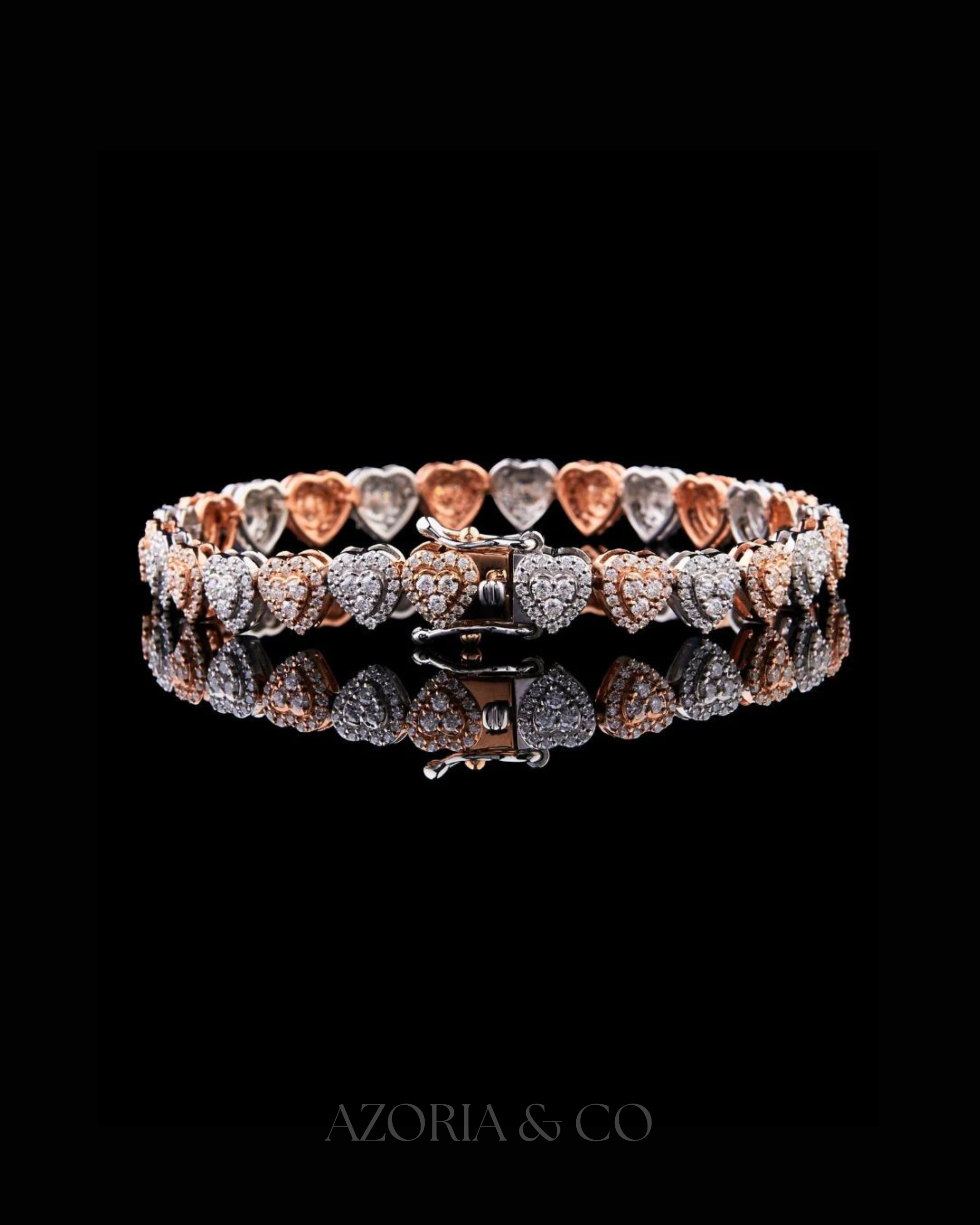 Azoria & Co VVS1 Heart Bangle Bracelet – Two-Tone Moissanite Bridal Edition