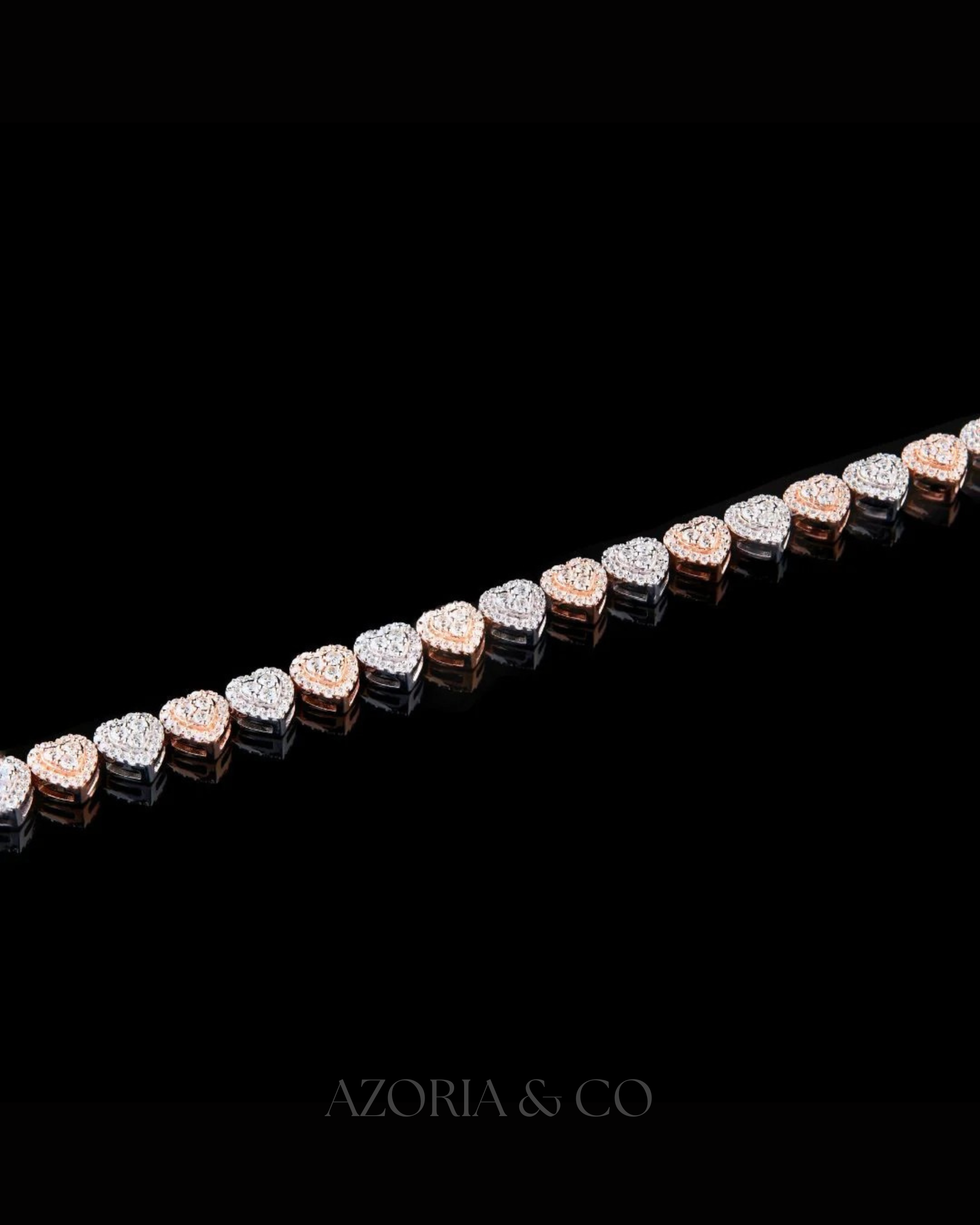 Azoria & Co VVS1 Heart Bangle Bracelet – Two-Tone Moissanite Bridal Edition