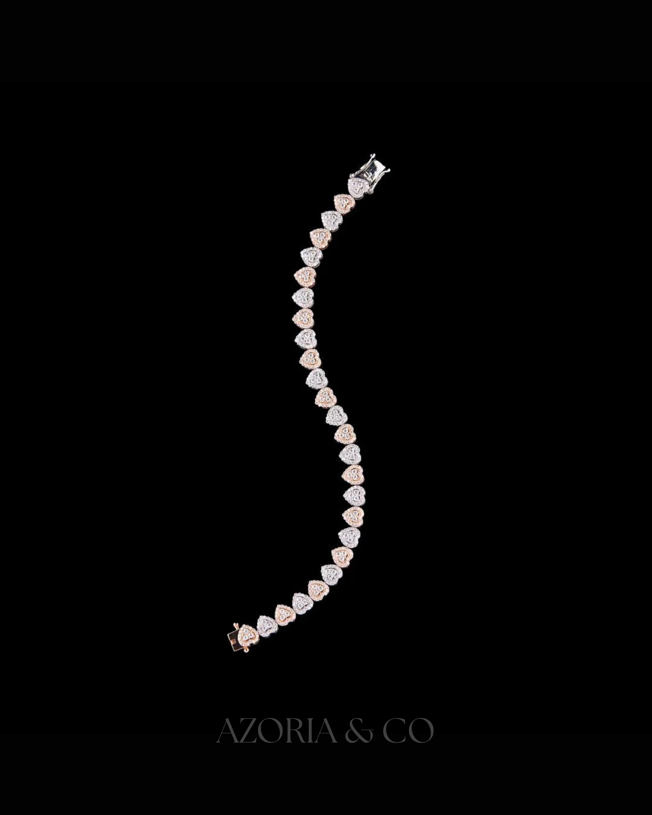 Azoria & Co VVS1 Heart Bangle Bracelet – Two-Tone Moissanite Bridal Edition