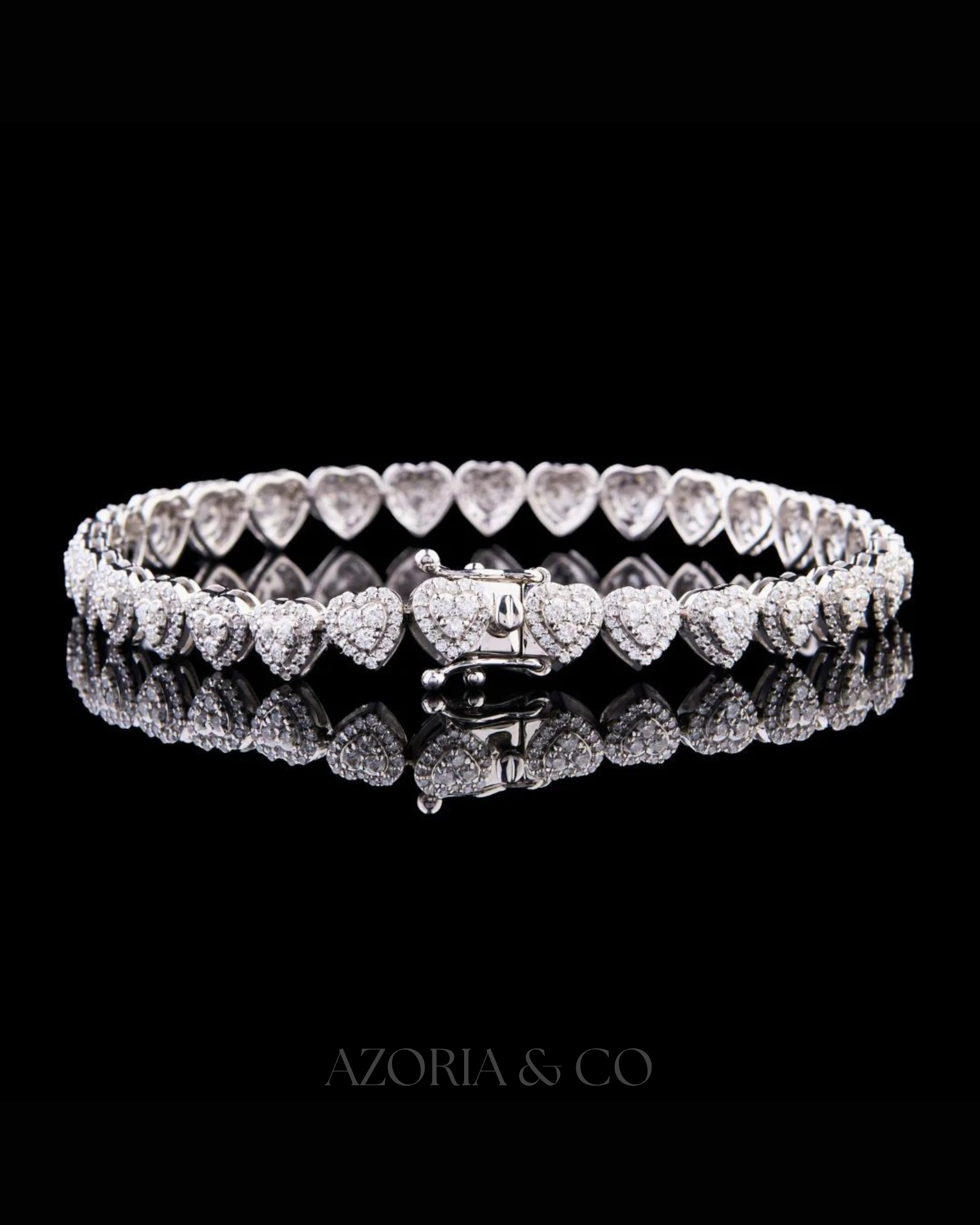 Azoria & Co Bridal Heart Diamond Bangle – VVS1 Moissanite Luxury Piece
