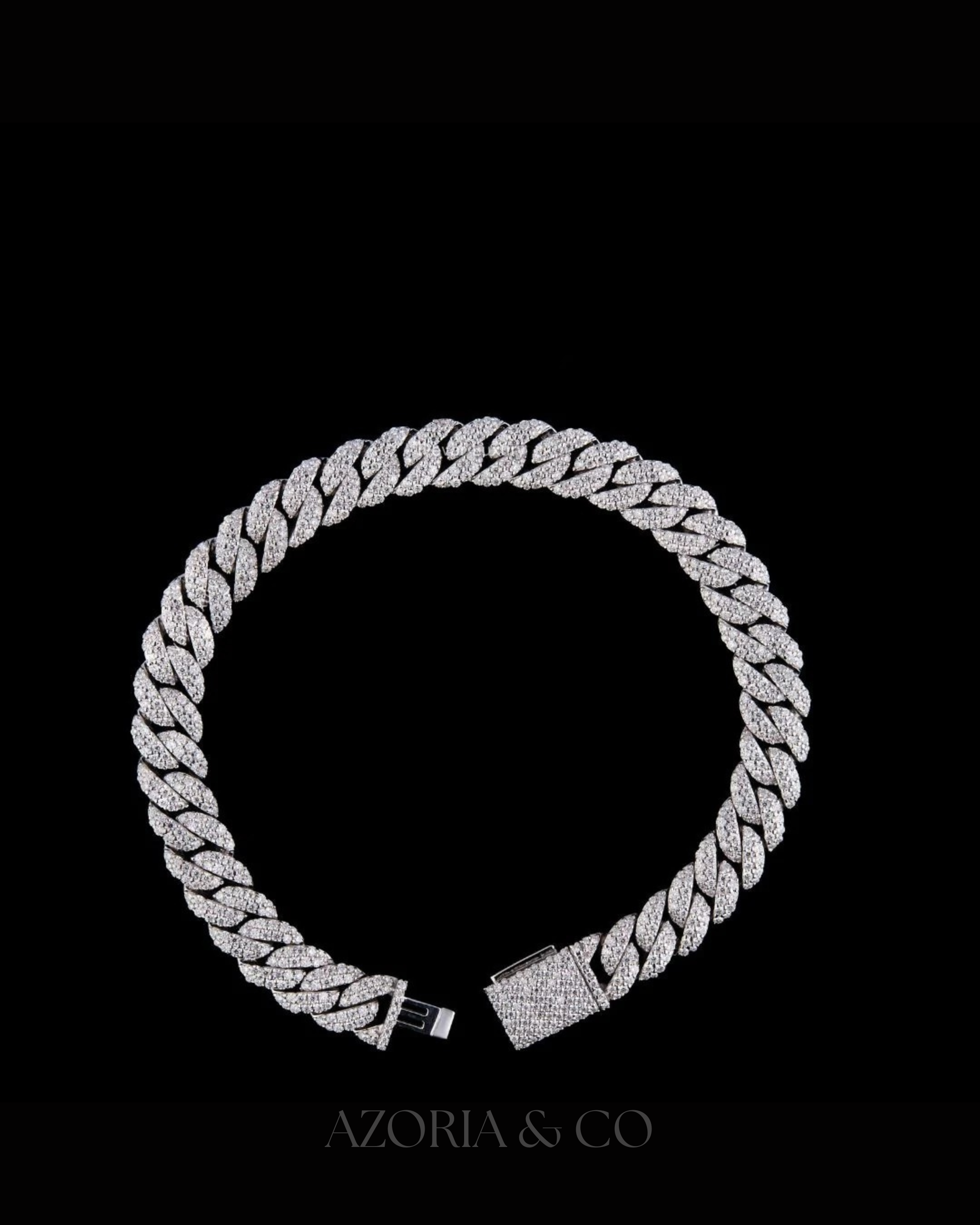 Azoria & Co GRA Certified Cuban Bracelet – Custom Moissanite Diamond Piece