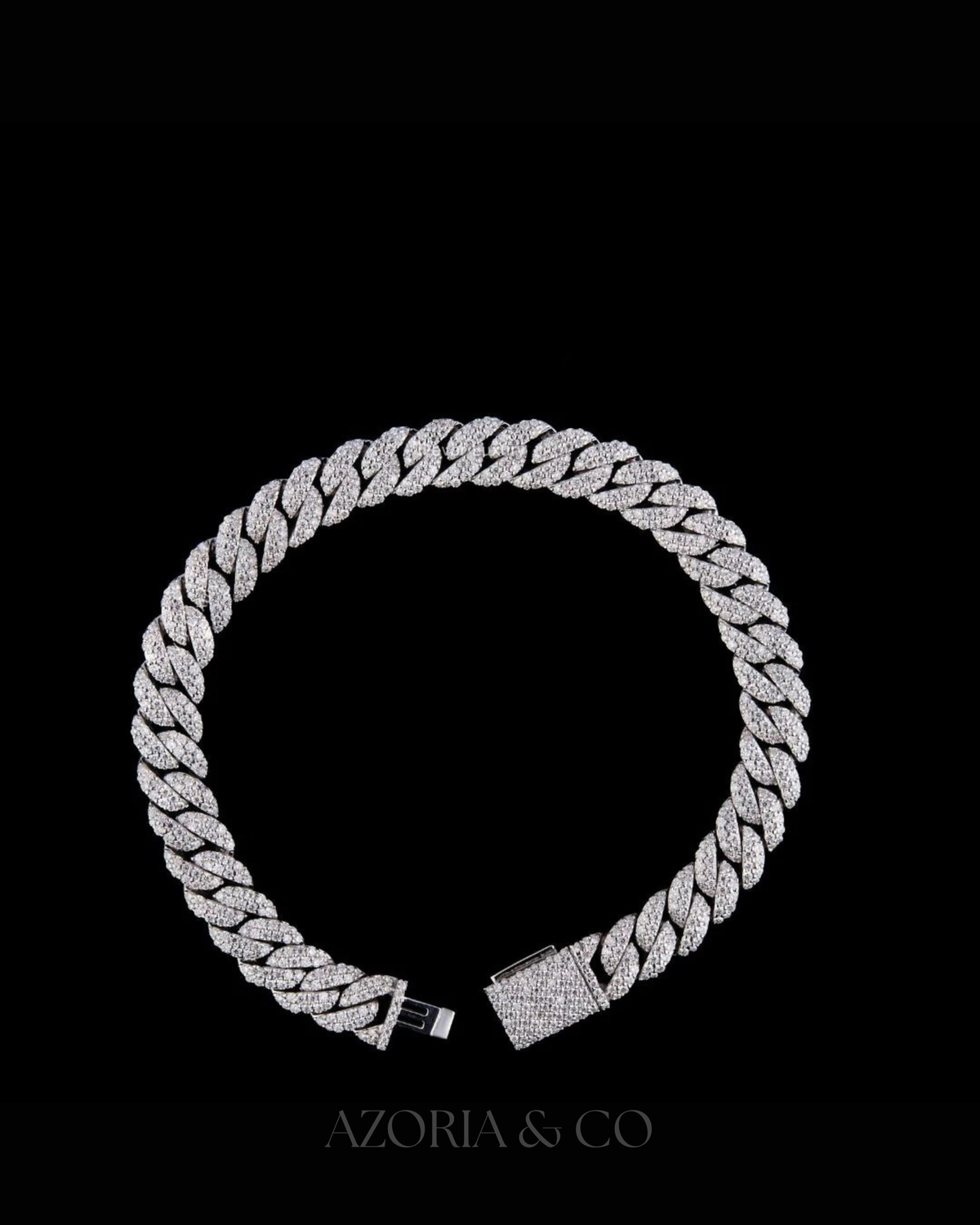 Azoria & Co GRA Certified Cuban Bracelet – Custom Moissanite Diamond Piece
