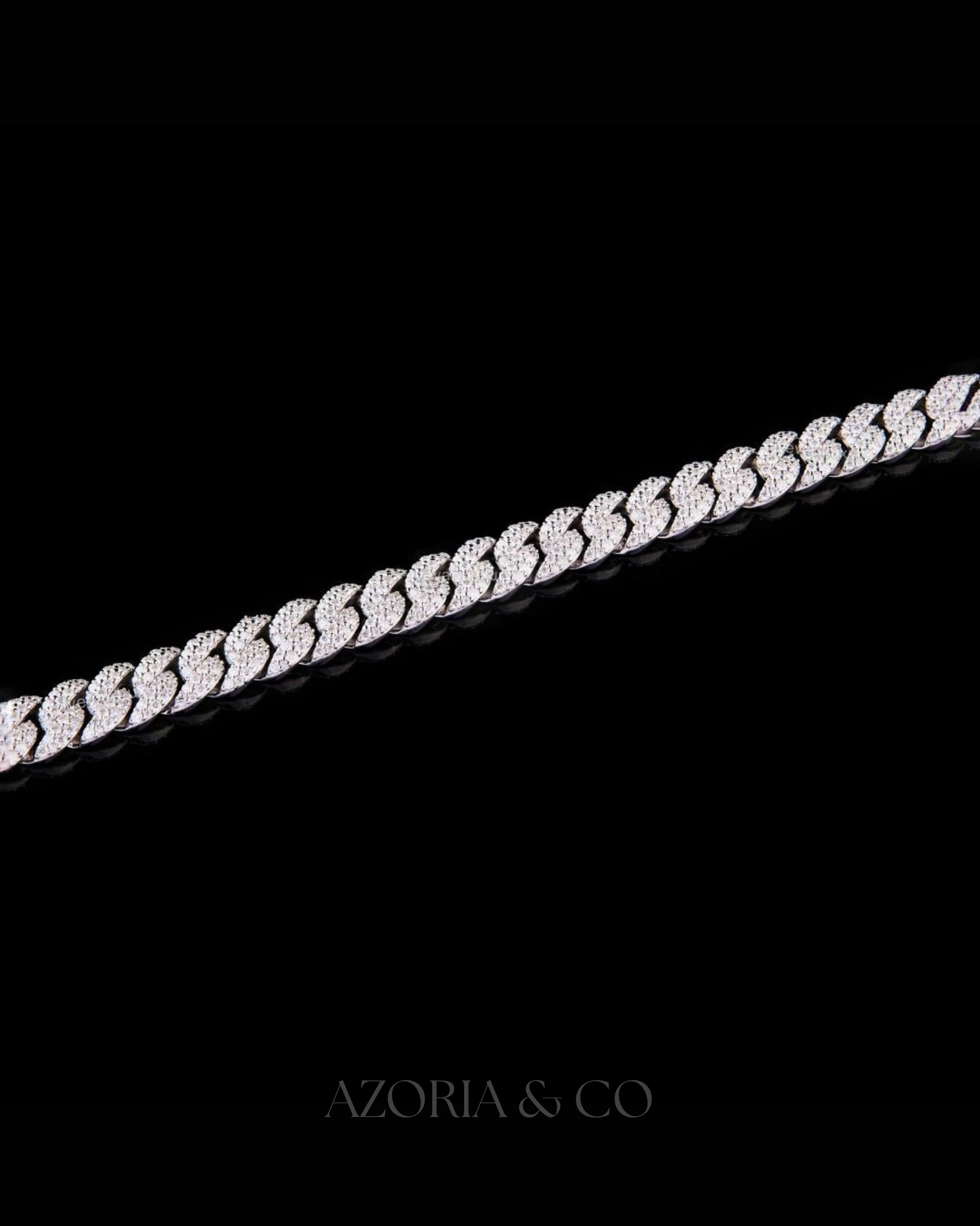 Azoria & Co GRA Certified Cuban Bracelet – Custom Moissanite Diamond Piece