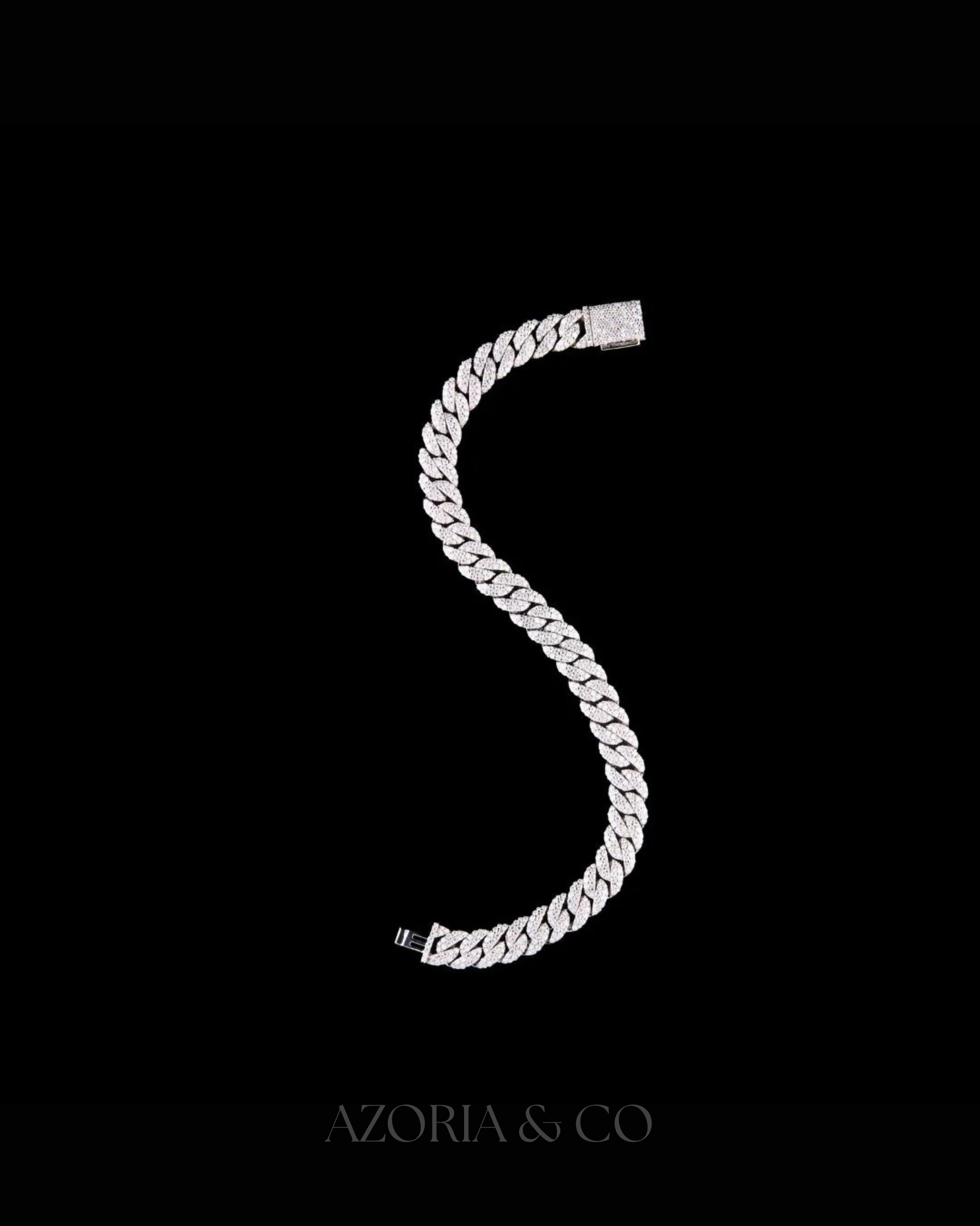 Azoria & Co GRA Certified Cuban Bracelet – Custom Moissanite Diamond Piece