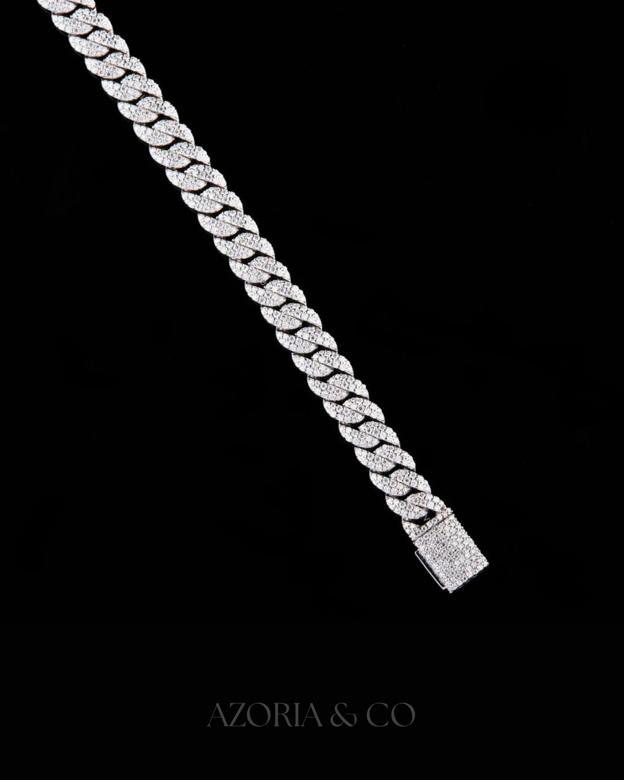 Azoria & Co GRA Certified Cuban Bracelet – Custom Moissanite Diamond Piece