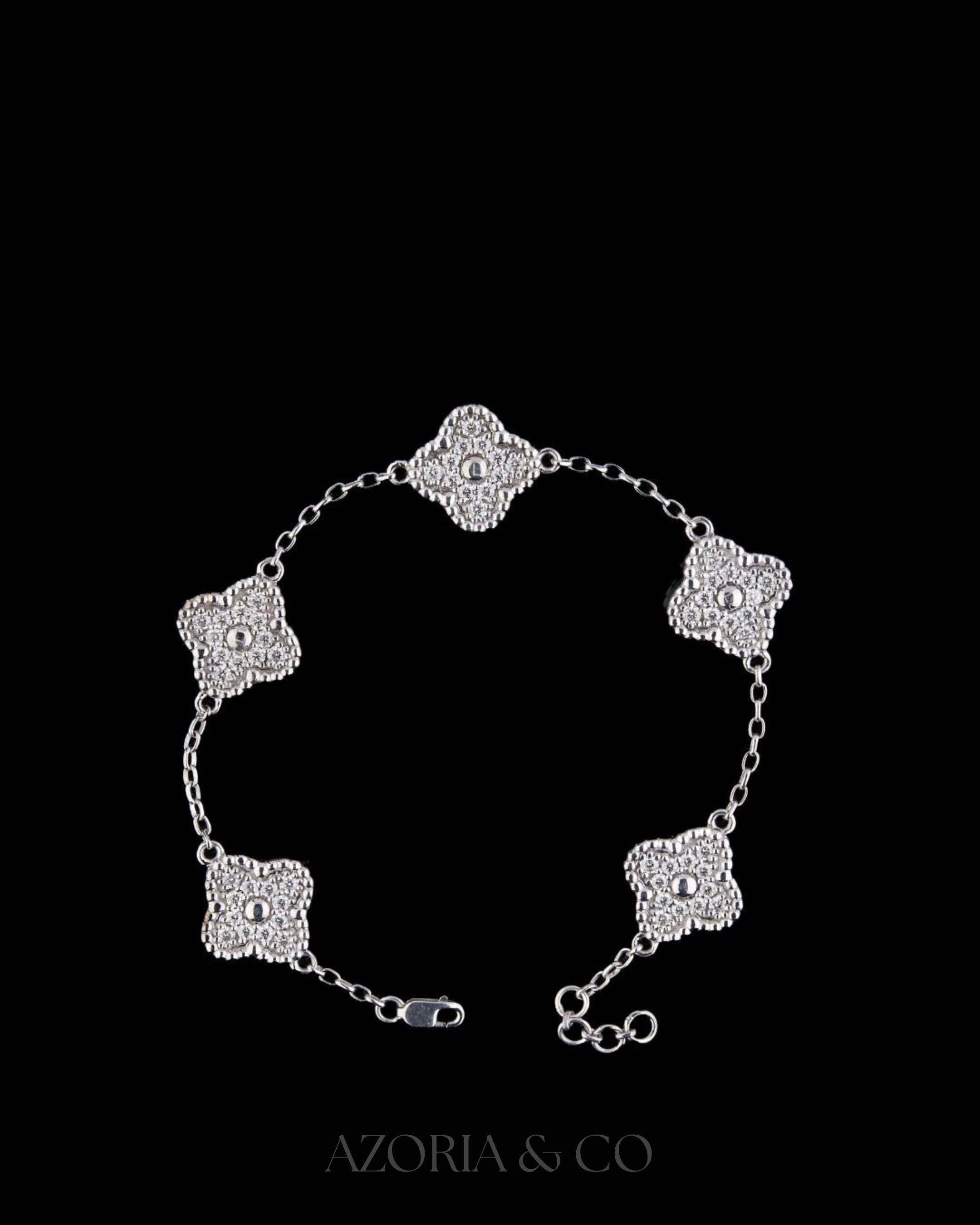 Azoria & Co VVS Moissanite Flower Bangle – Elegant Bridal Diamond Bracelet