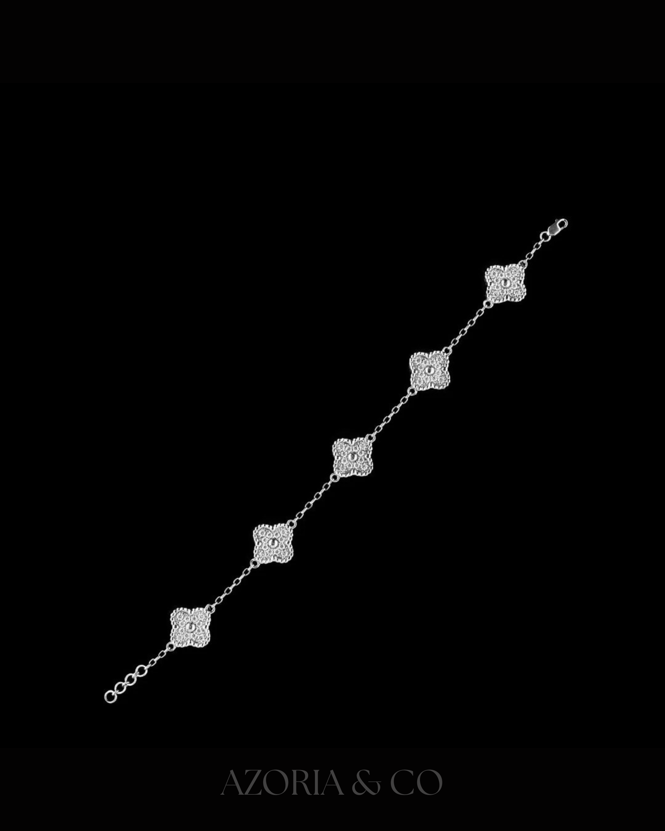 Azoria & Co VVS Moissanite Flower Bangle – Elegant Bridal Diamond Bracelet