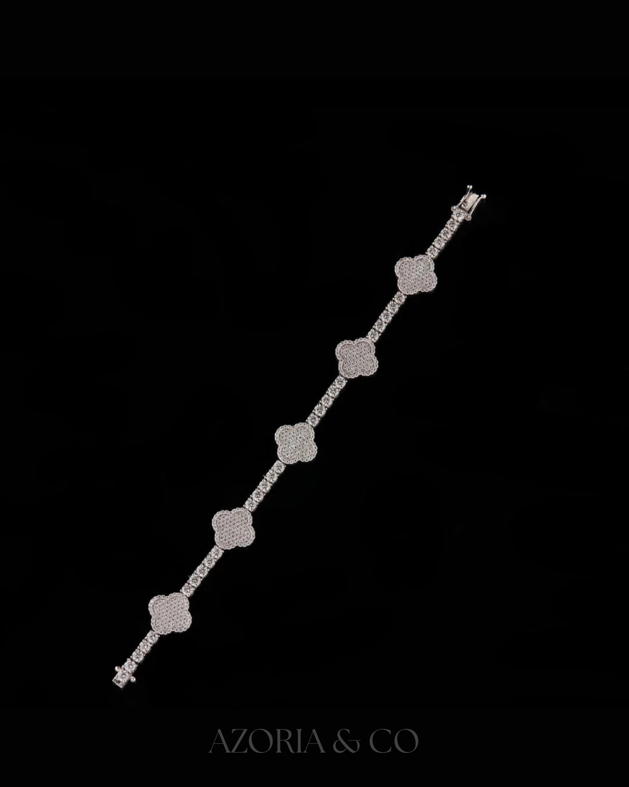 Azoria & Co VVS1 Moissanite Flower Bangle – Luxury Bridal Diamond Bracelet