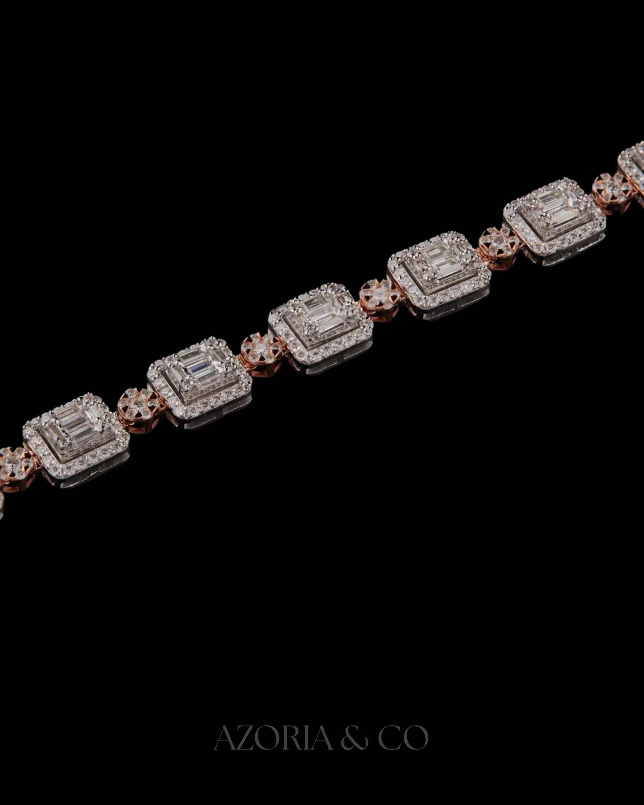 Azoria & Co Premium 925 Tennis Bracelet – Iced-Out VVS1 Moissanite Baguette Cluster