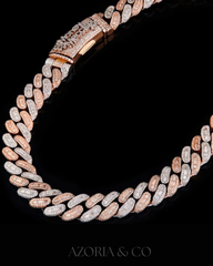 Dual-Tone Miami Cuban – Rose & White Gold Diamond Iced Chain