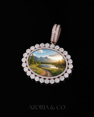 Landscape moissanite customize Pendant with two tone