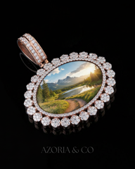 Landscape moissanite customize Pendant with two tone