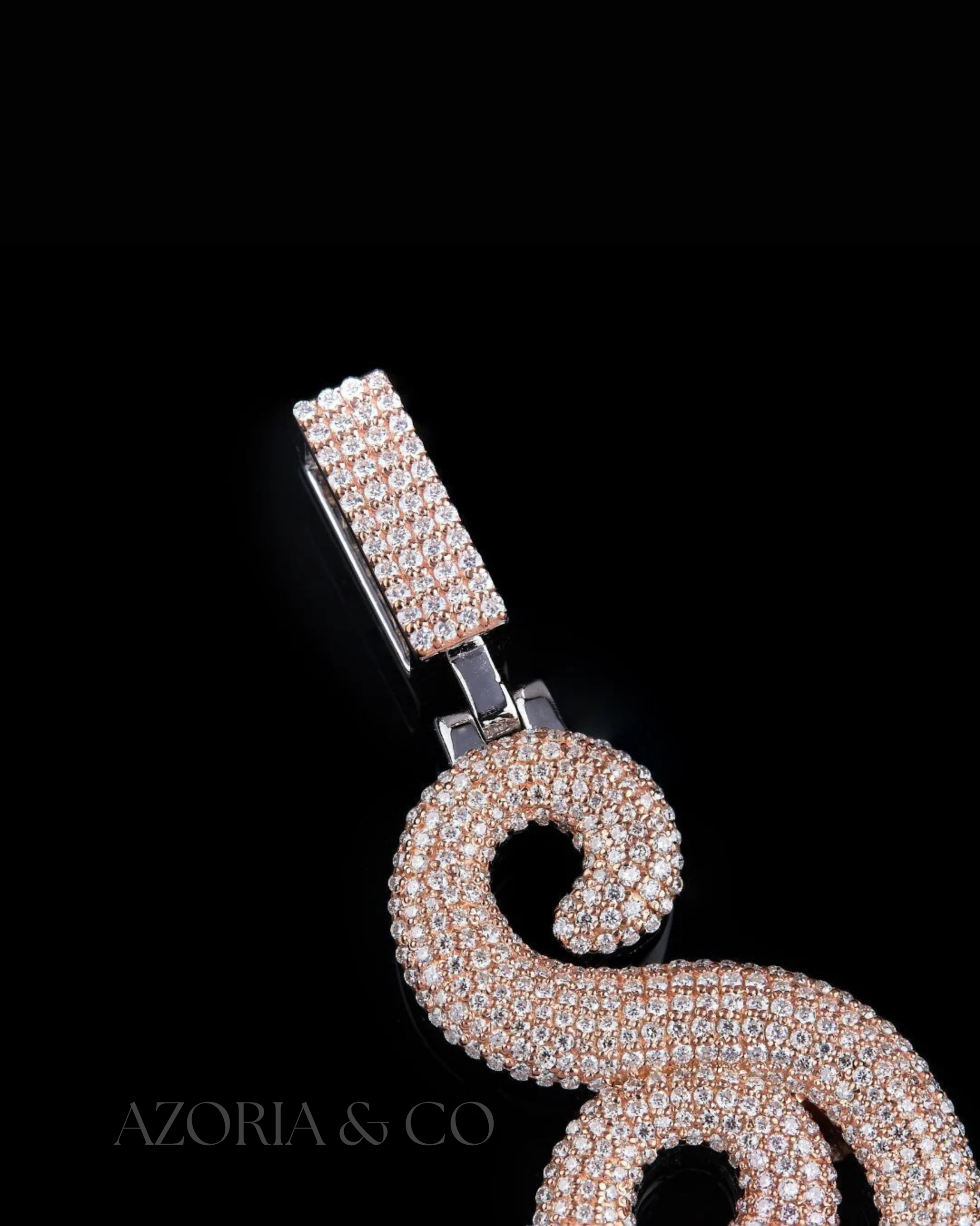 Two-Tone Initial Pendant – Moissanite Round-Cut Diamond Piece