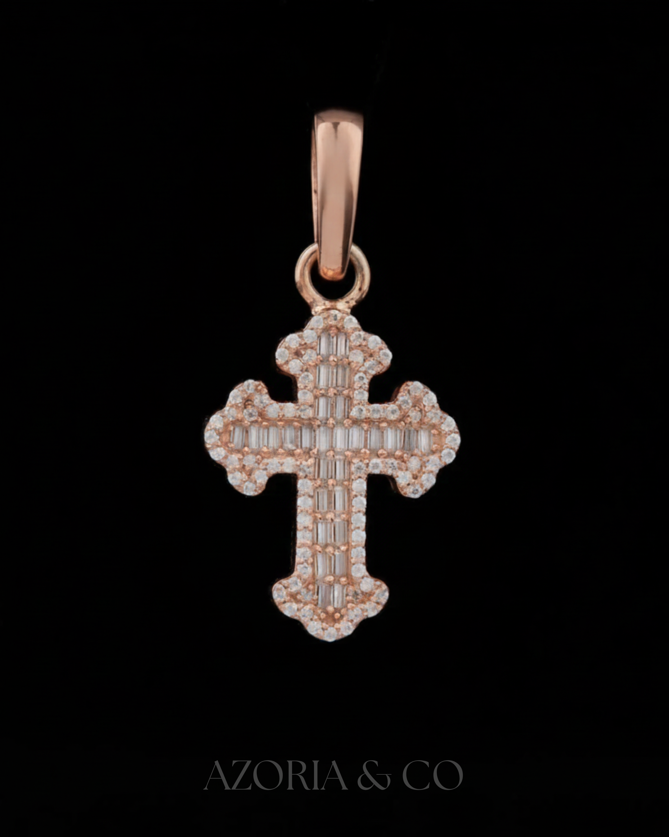 Azoria & Co Moissanite Baguette Cross – Premium Diamond-Style Pendant