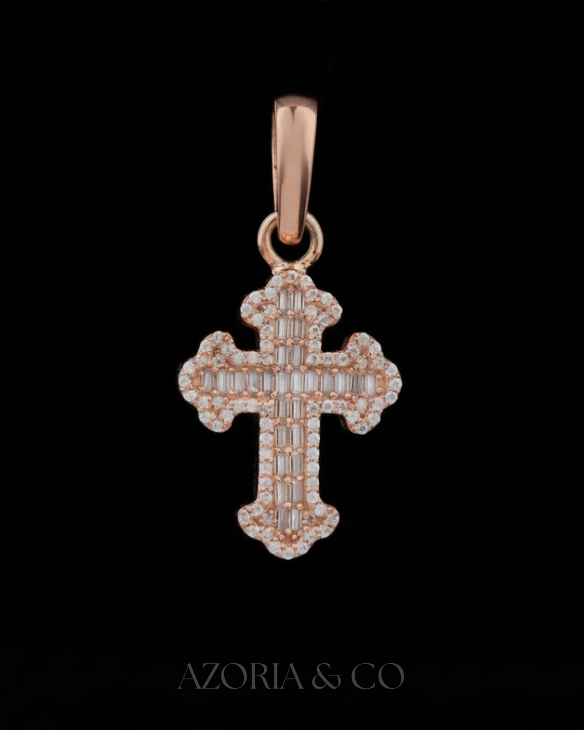 Azoria & Co Moissanite Baguette Cross – Premium Diamond-Style Pendant
