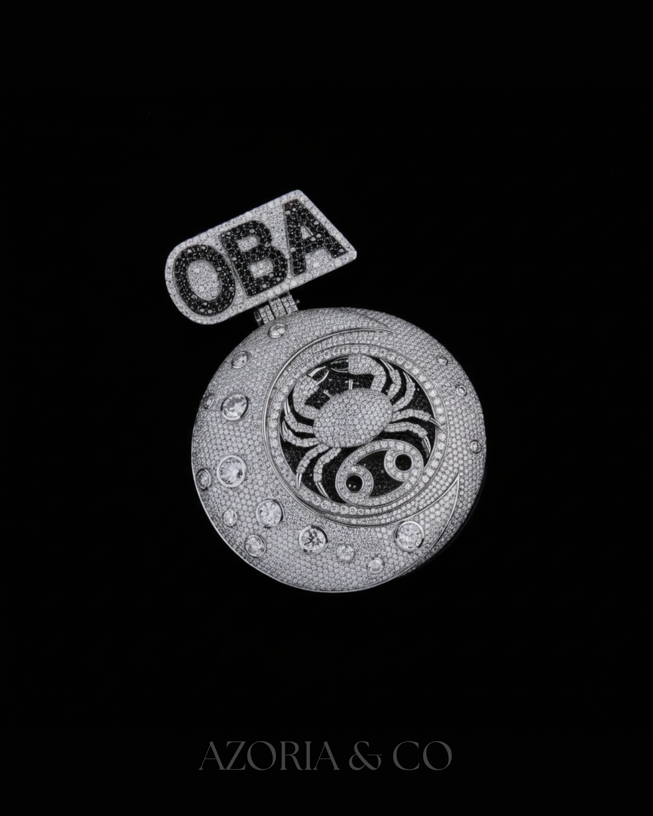 Azoria & Co Unique Moissanite Pendant – Black/White Diamond-Inspired Design