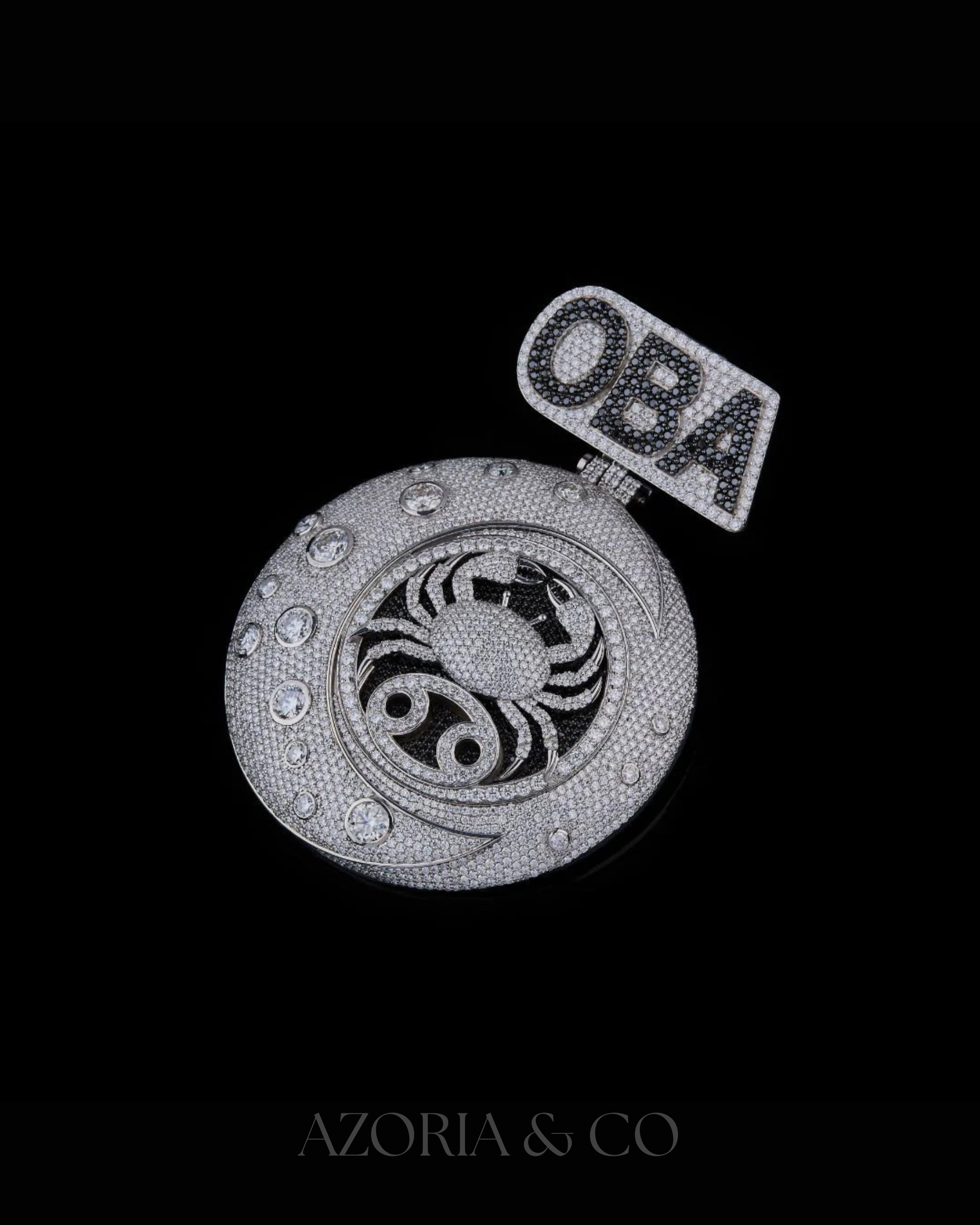 Azoria & Co Unique Moissanite Pendant – Black/White Diamond-Inspired Design