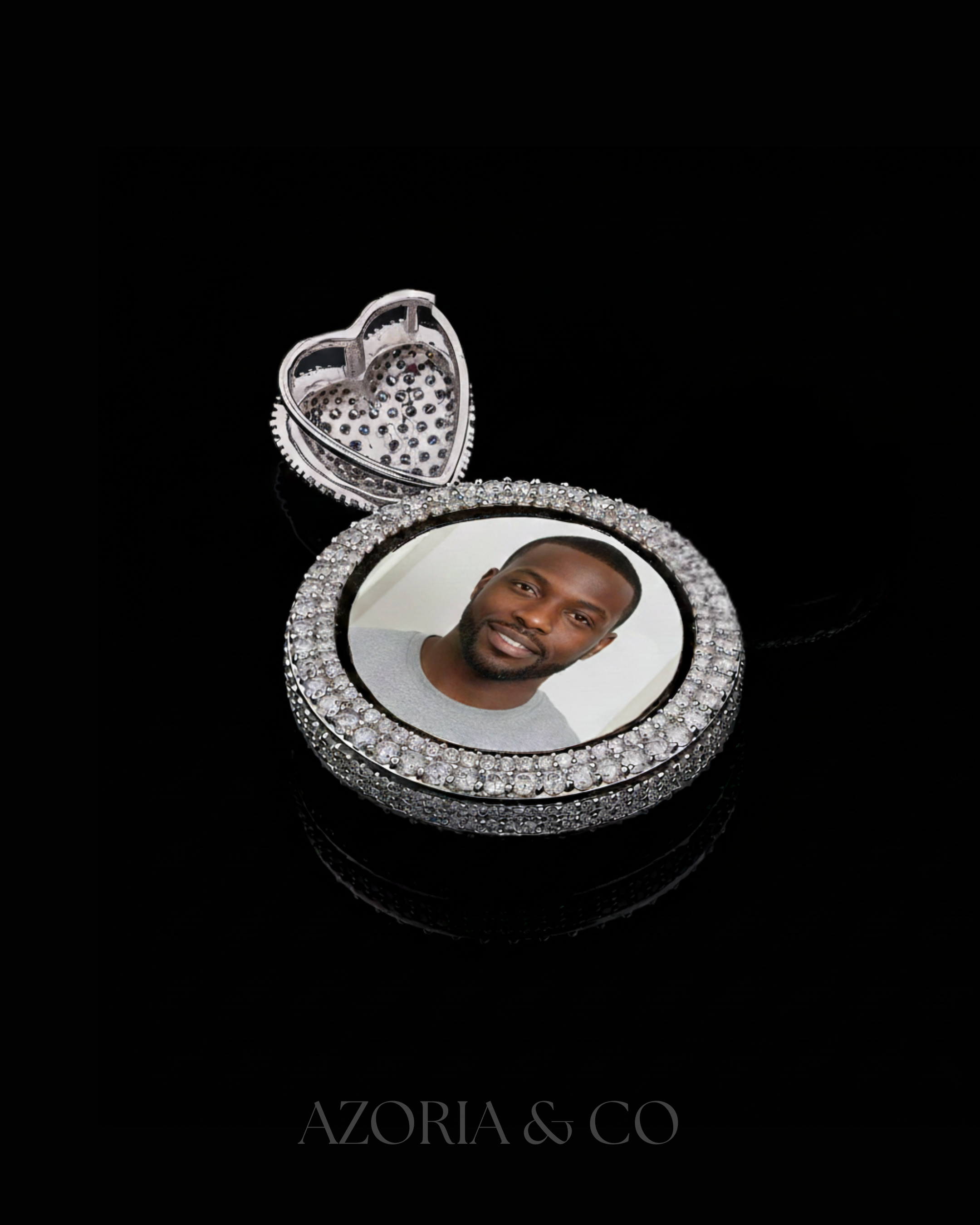 Azoria & Co Luxe Heart Pendant – Full Iced Moissanite Diamond Jewelry