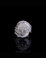 Swirl Symphony Ring – Radiant Moissanite Diamond Cocktail Statement