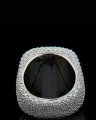 Azoria & Co Heavy Ice Silver Ring – Round and Baguette Cut Moissanite Design