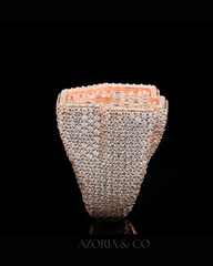 Azoria & Co Rose Gold Silver Ice Ring – Baguette and Round Moissanite Hip-Hop Ring