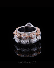 Silver Heavy Ice Statement Ring – Pear Shape Moissanite with Round & Marquise Cuts