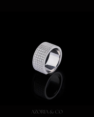 Azoria & Co 5-Row Ice Ring – Round Cut Moissanite Diamond Luxury Design