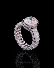 Azoria & Co Luxury Women’s Oval Cut Ring – Full Bling Moissanite with Baguette Accents