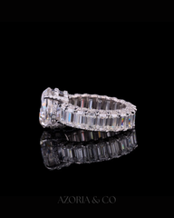 Azoria & Co Luxury Women’s Oval Cut Ring – Full Bling Moissanite with Baguette Accents