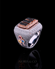 Heritage Ring – White and Rose Gold Silver with Moissanite Diamond Accents