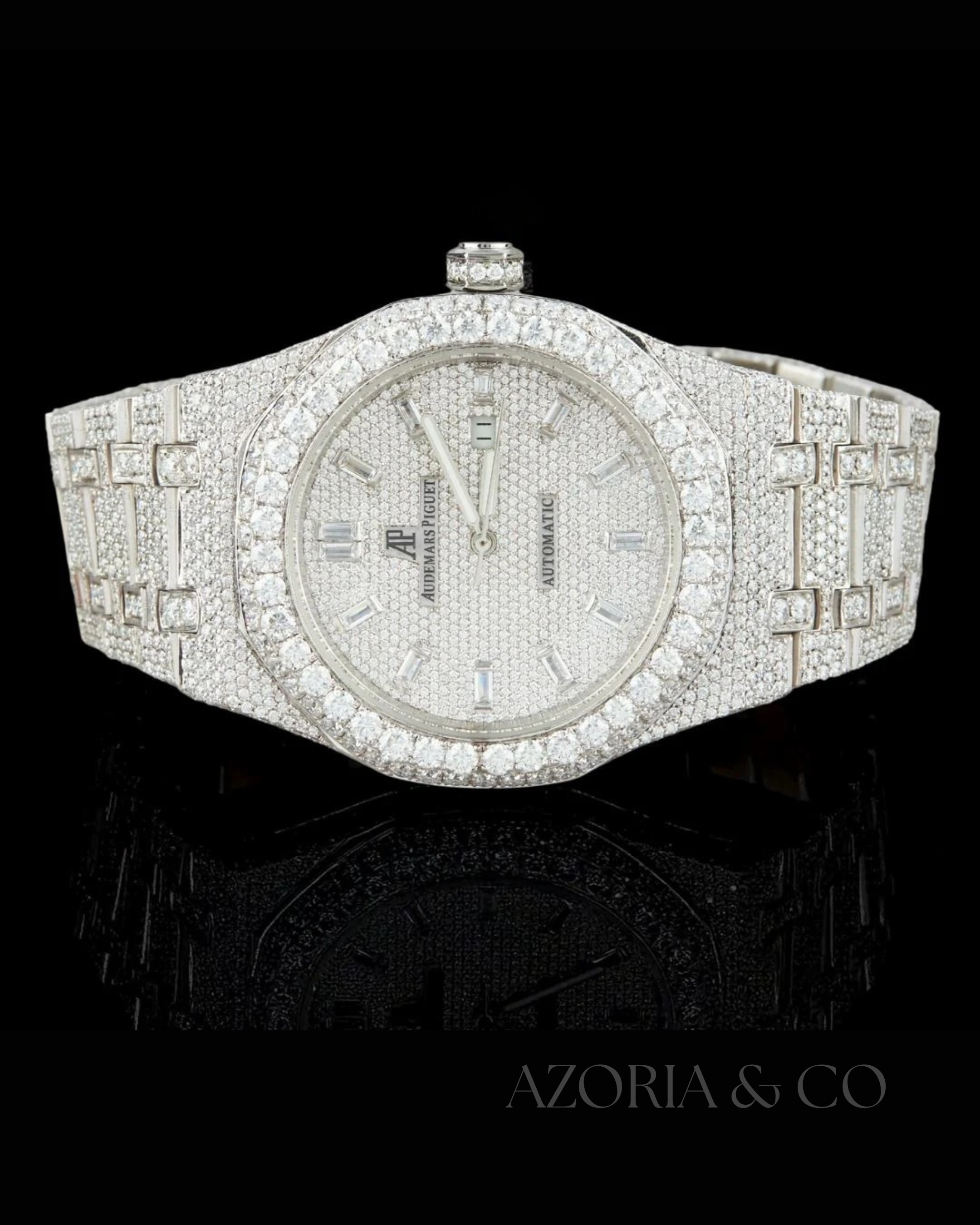Azoria & Co Baguette Frost Edition – Fully Iced Moissanite Diamond Watch for Modern Gentlemen