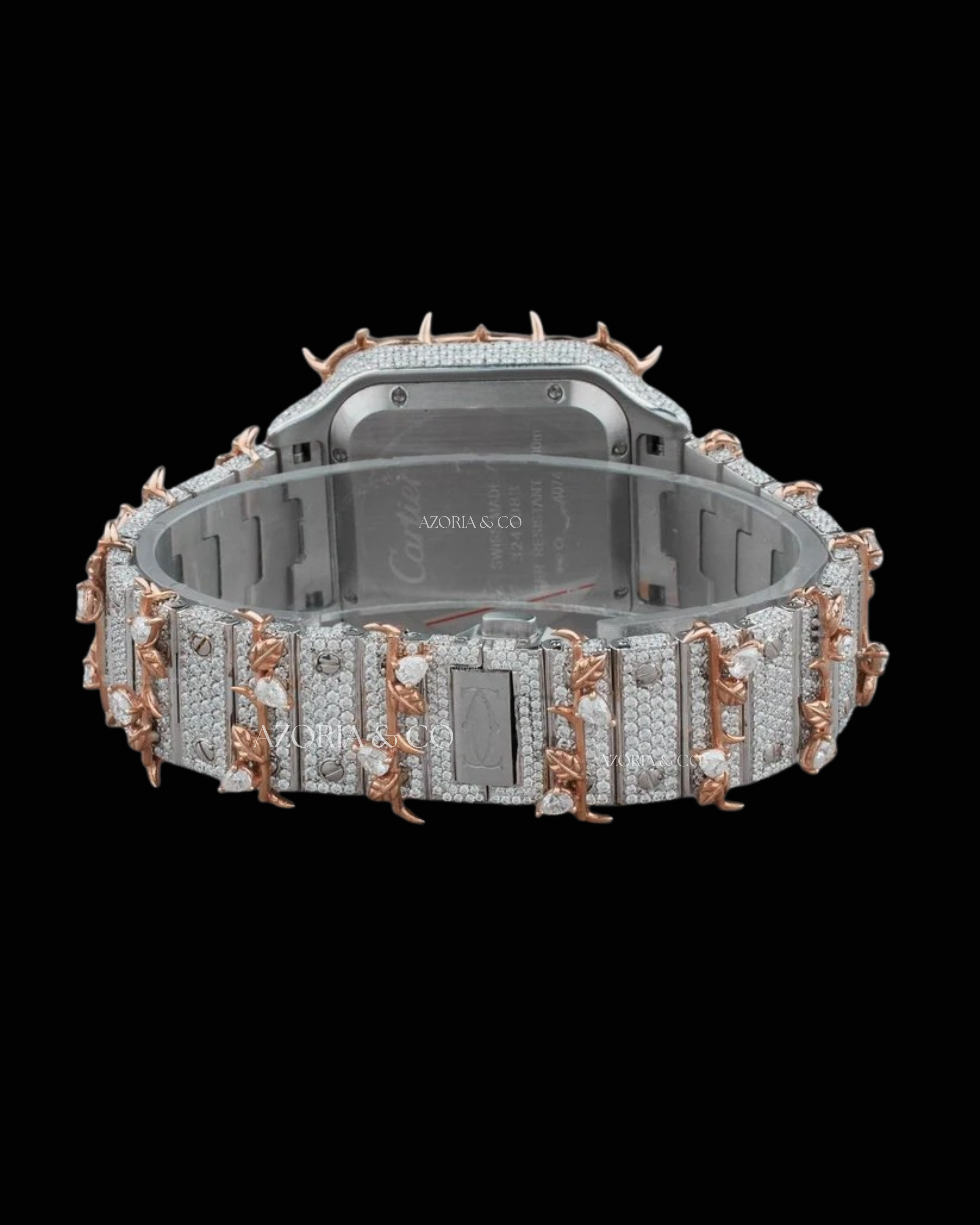 Azoria & Co Custom 41mm Iced-Out Moissanite Crown Of Thorns Men’s Watch – VVS D Color, Tester Passed