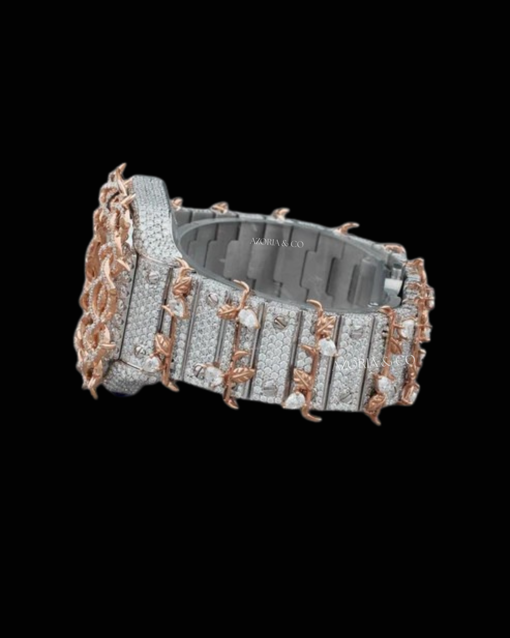 Azoria & Co Custom 41mm Iced-Out Moissanite Crown Of Thorns Men’s Watch – VVS D Color, Tester Passed