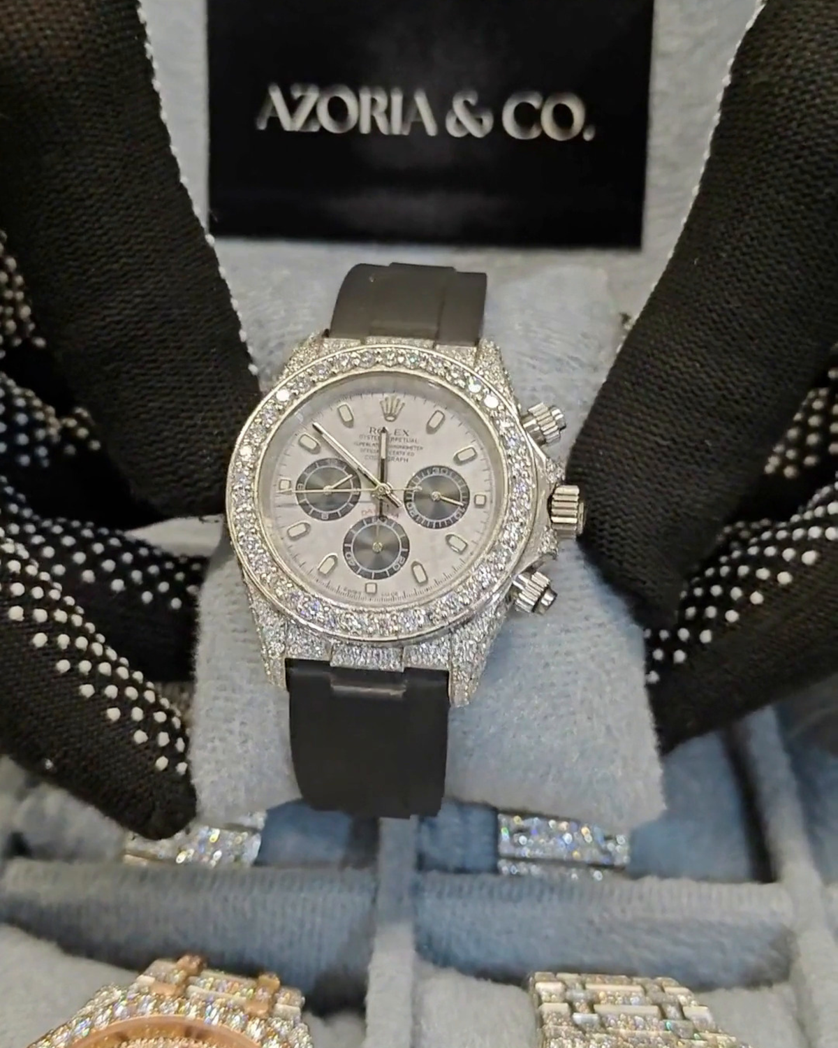 Azoria & Co Full Ice Racing Chrono Watch – Moissanite Diamond Luxury Edition