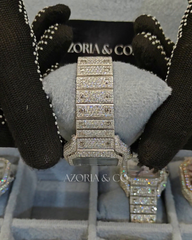 Azoria & Co Open-Work Skeleton Square Dial Fully Iced Moissanite Diamond Timepiece