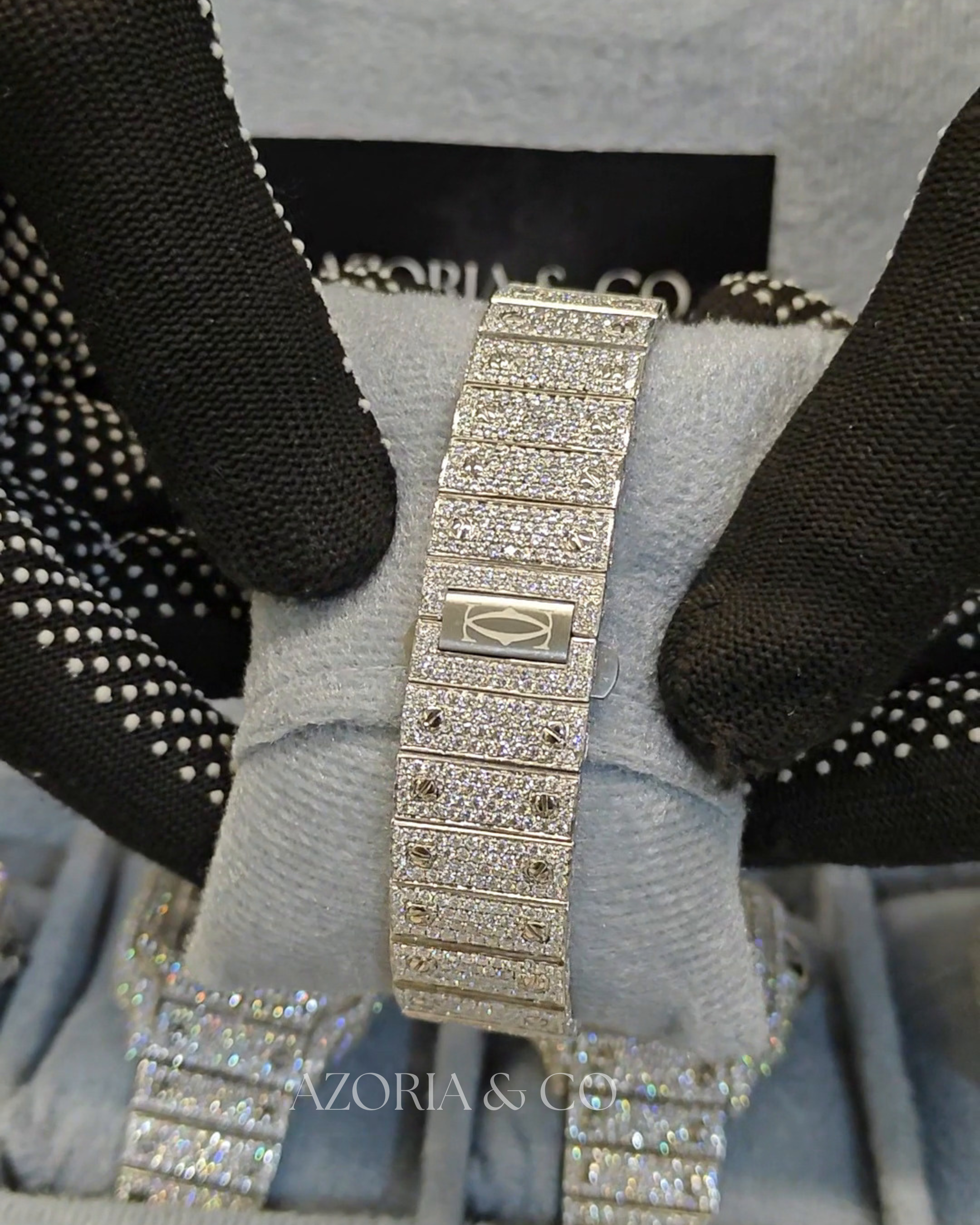 VVS Moissanite Iced-Out Square Automatic Watch – Blue Roman Dial Bustdown