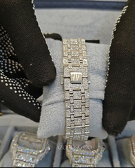 Azoria’s VVS Moissanite Iced-Out Automatic Watch – Silver Dial Bustdown