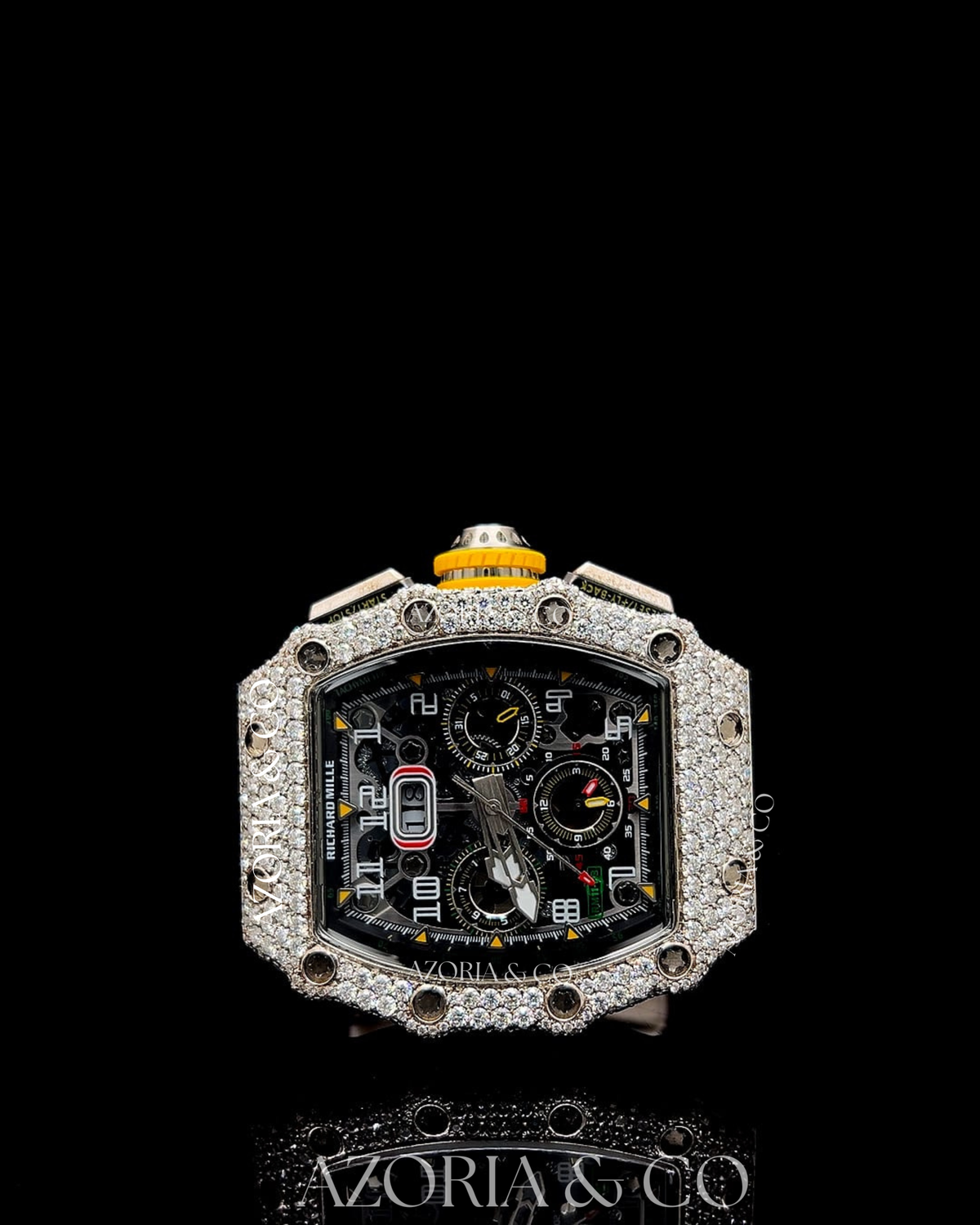 VVS Moissanite Iced-Out Skeleton Watch – Luxury Sport Design